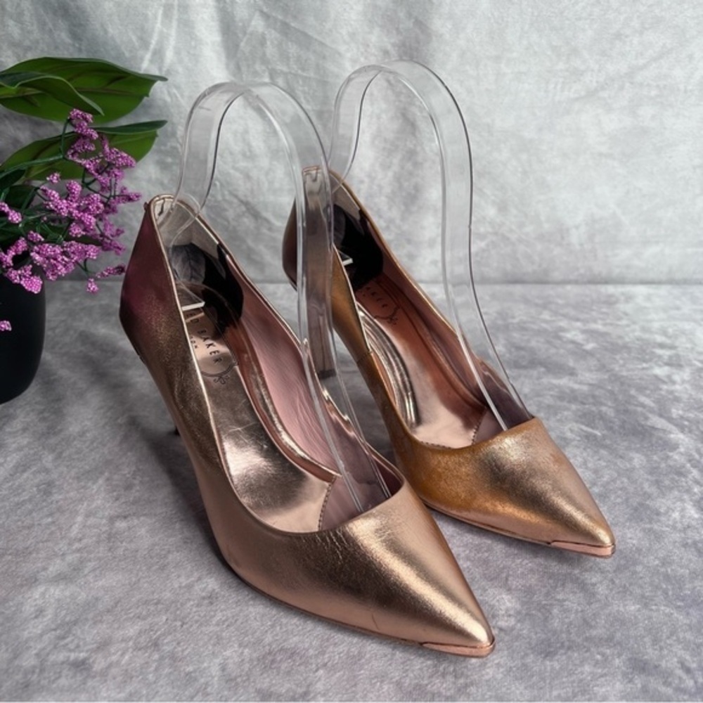 TED Baker London Wishiri Pointed Toe Leather Pumps Rosegold Pink Size EU 35.5